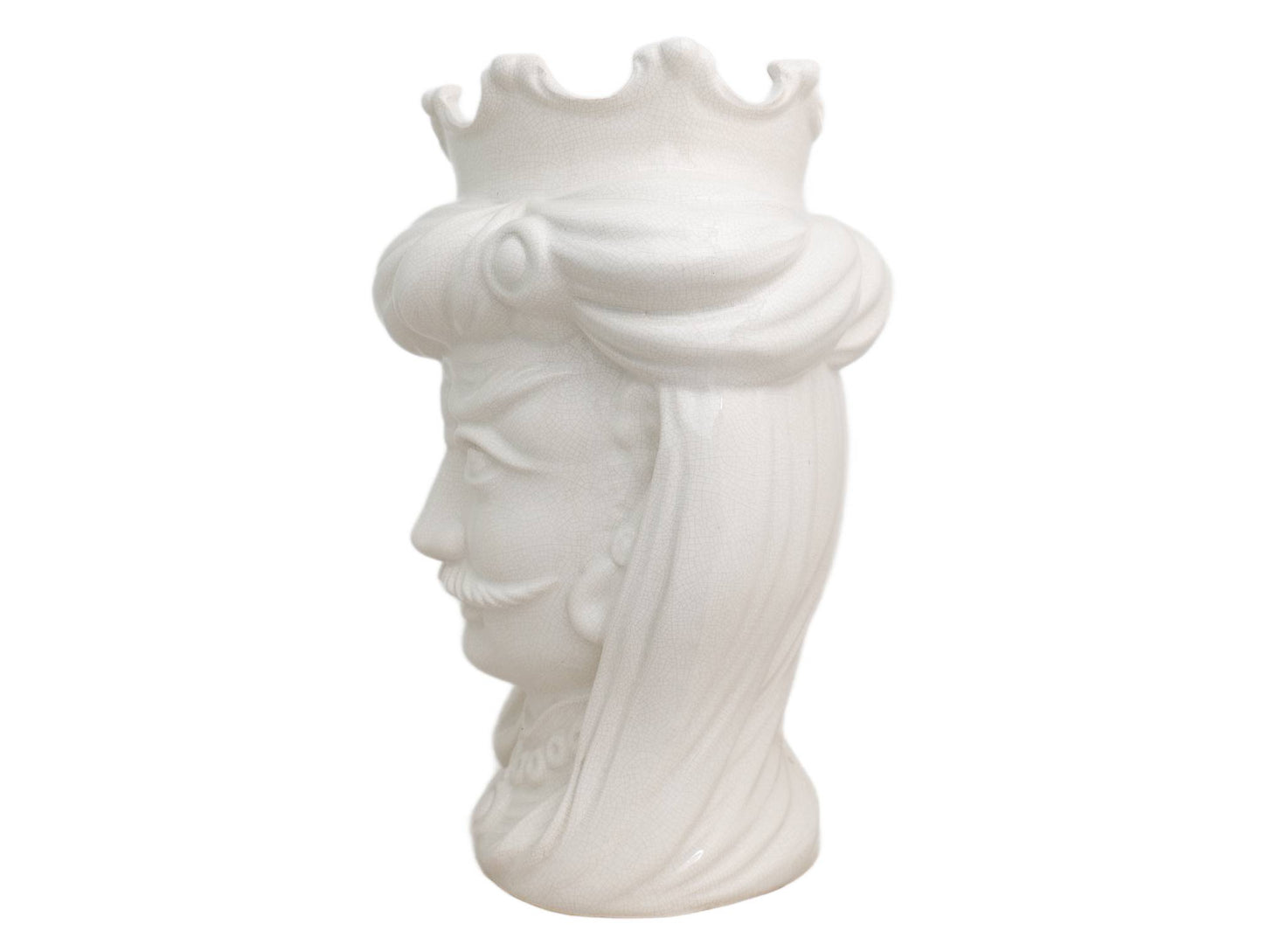 White shiny cracked Moor's head, 34 cm high