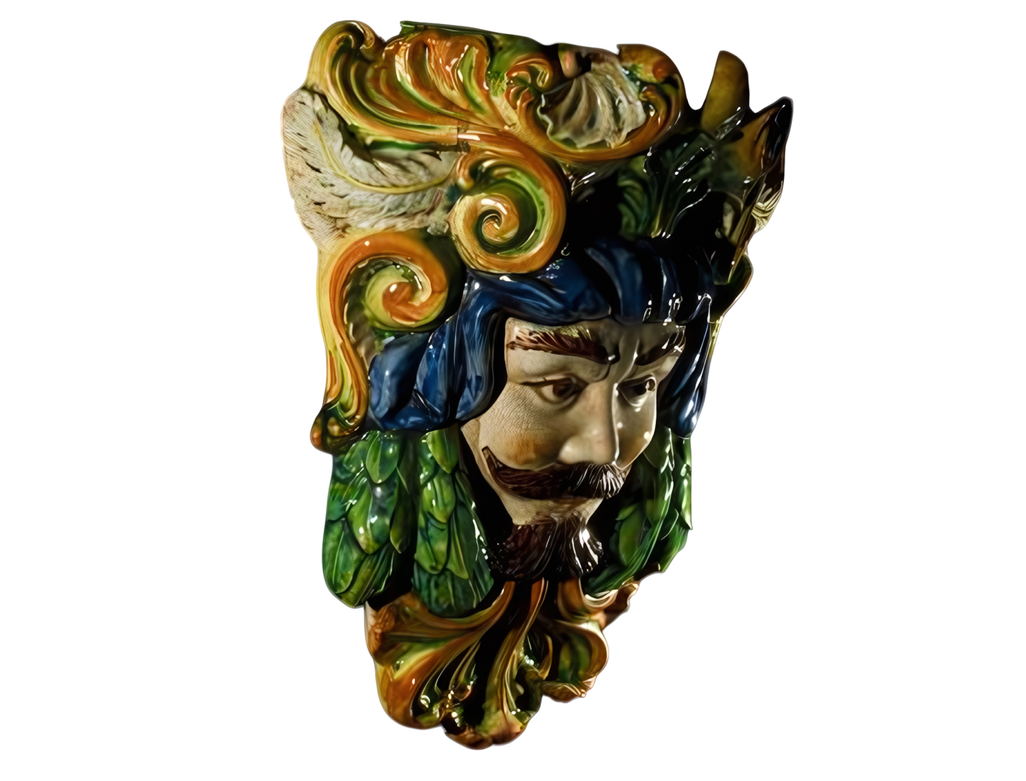 Polychrome wall head Man H 40 cm