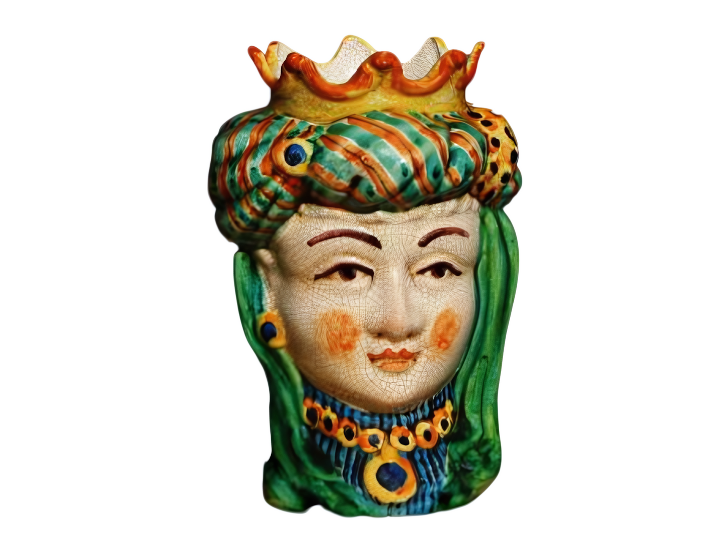 Medium Polychrome Moor's Head Woman H 25 cm