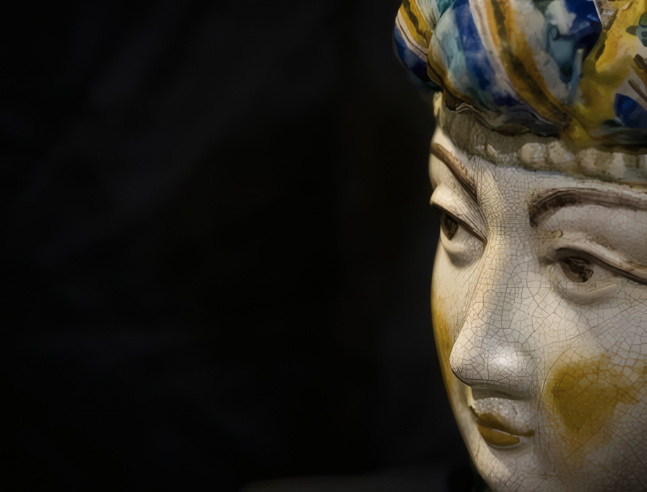 Turkish Head Woman Large Polychrome H 34 cm