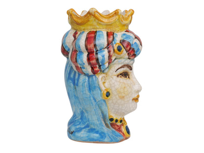 Pair of polychrome Moor's heads H 14 cm