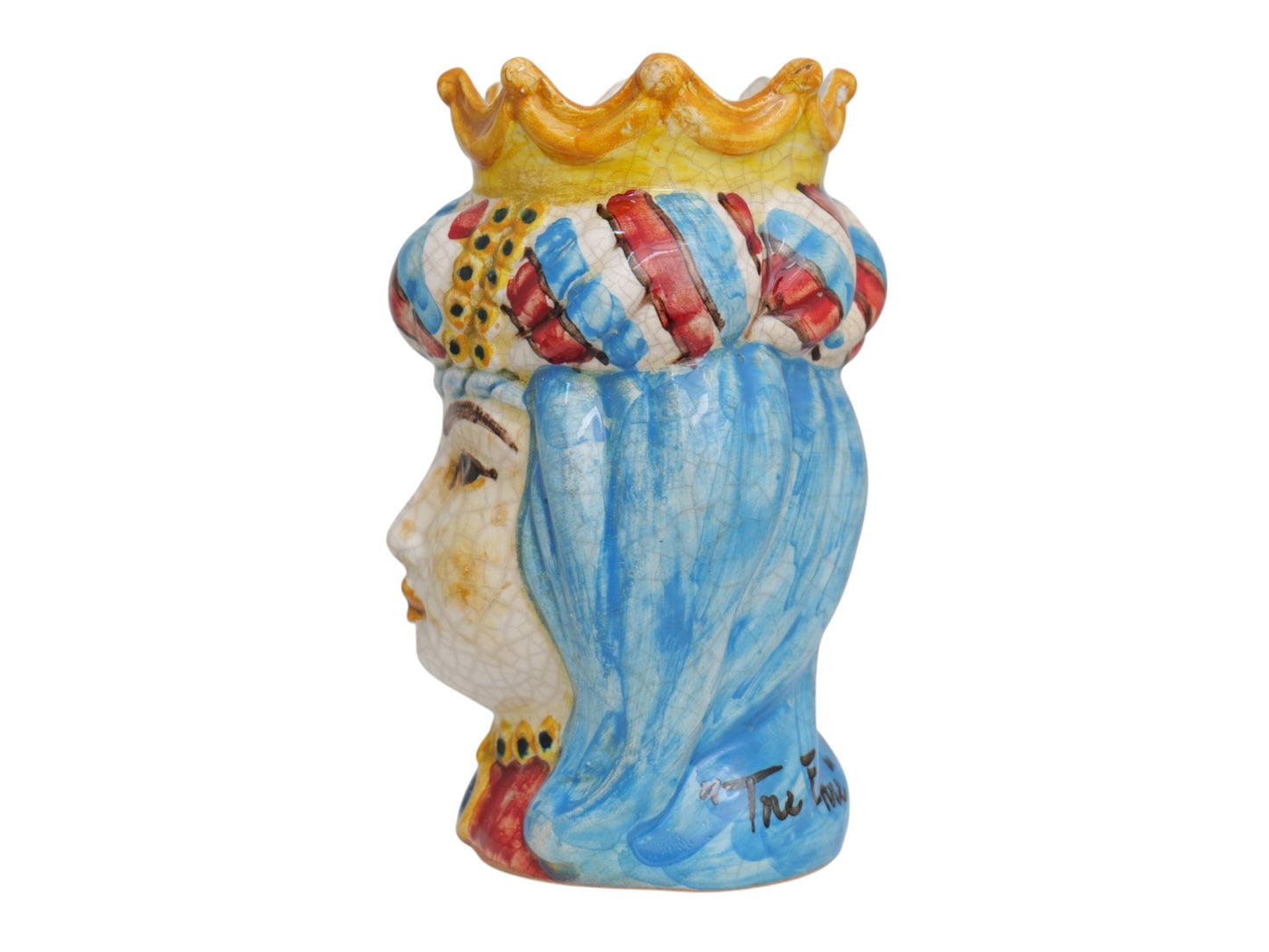 Pair of polychrome Moor's heads H 14 cm