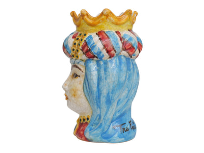 Pair of polychrome Moor's heads H 14 cm