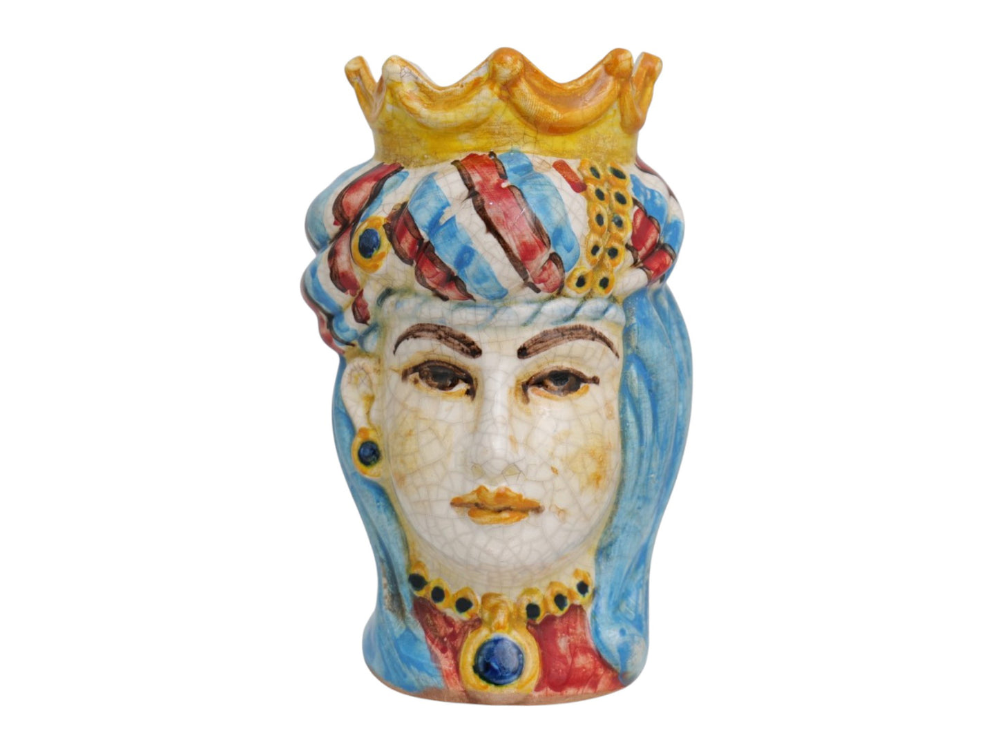 Pair of polychrome Moor's heads H 14 cm