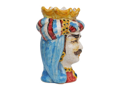 Pair of polychrome Moor's heads H 14 cm