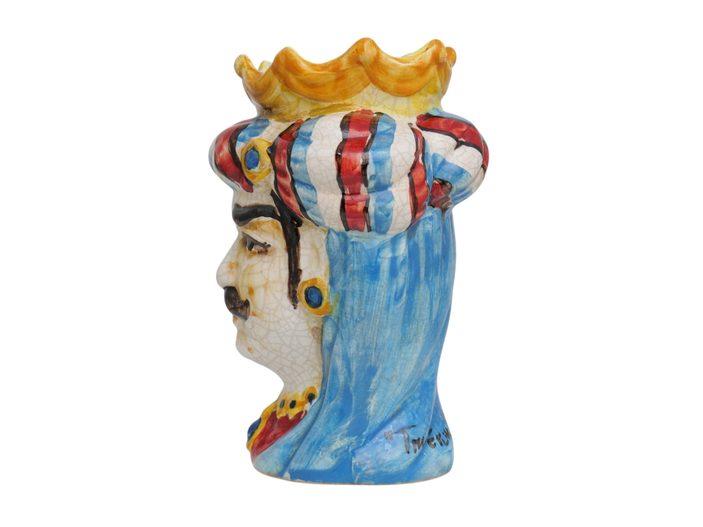 Pair of polychrome Moor's heads H 14 cm