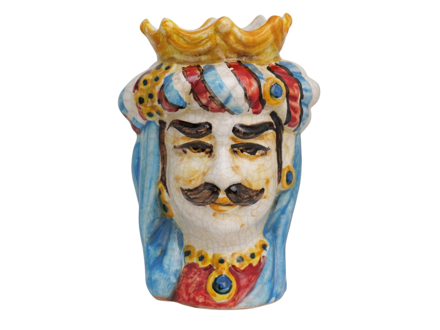 Pair of polychrome Moor's heads H 14 cm
