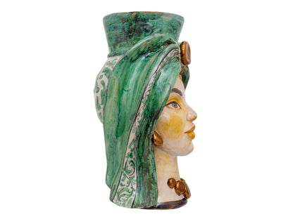 Pair of polychrome Moor's heads H 30 "bronze"