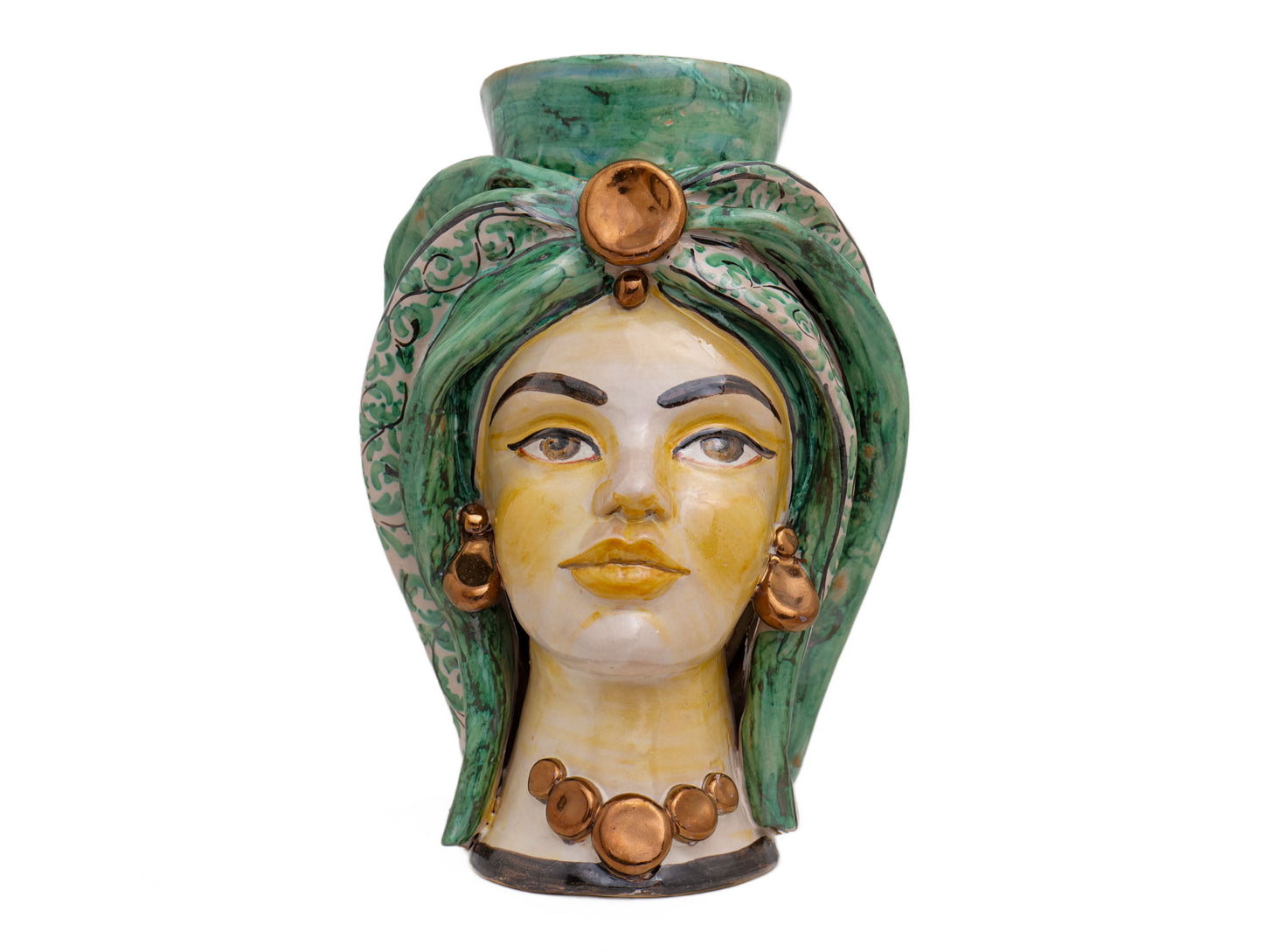 Pair of polychrome Moor's heads H 30 "bronze"