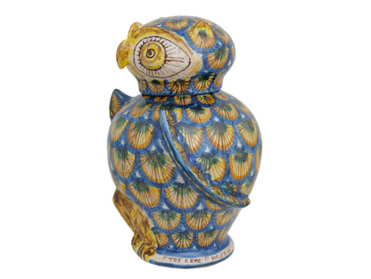 Owl H28 blue peacock feather decoration