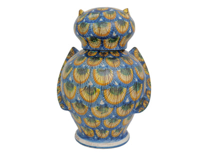 Owl H28 blue peacock feather decoration