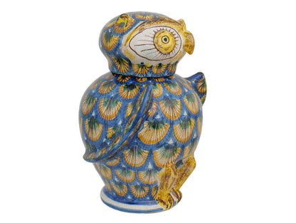 Owl H28 blue peacock feather decoration