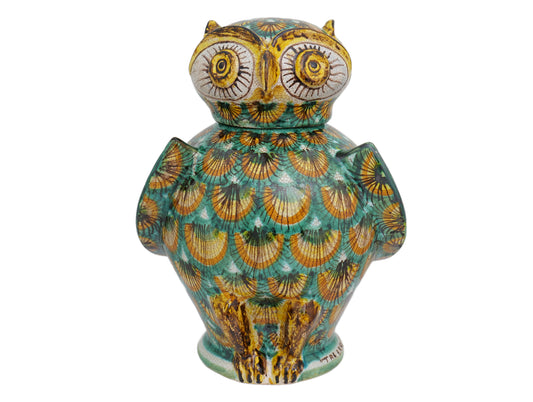 Owl H28 green peacock feather decoration