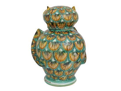 Owl H28 green peacock feather decoration