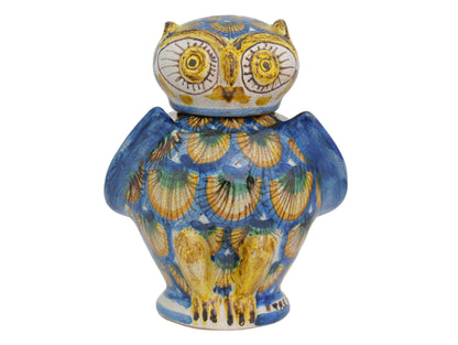 Civetta H18 decorazione penna pavone blu