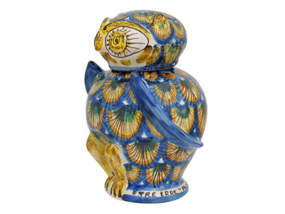 Civetta H18 decorazione penna pavone blu