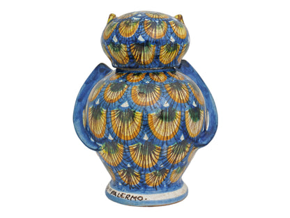 Civetta H18 decorazione penna pavone blu