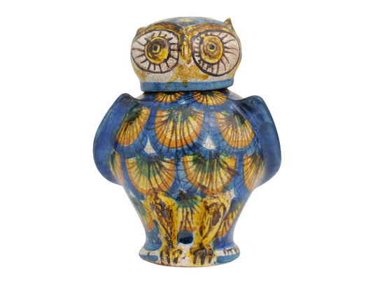 Owl H13 blue peacock feather decoration