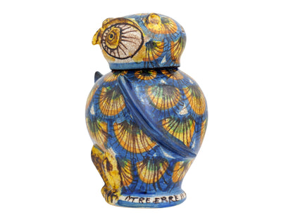Civetta H13 decorazione penna pavone blu