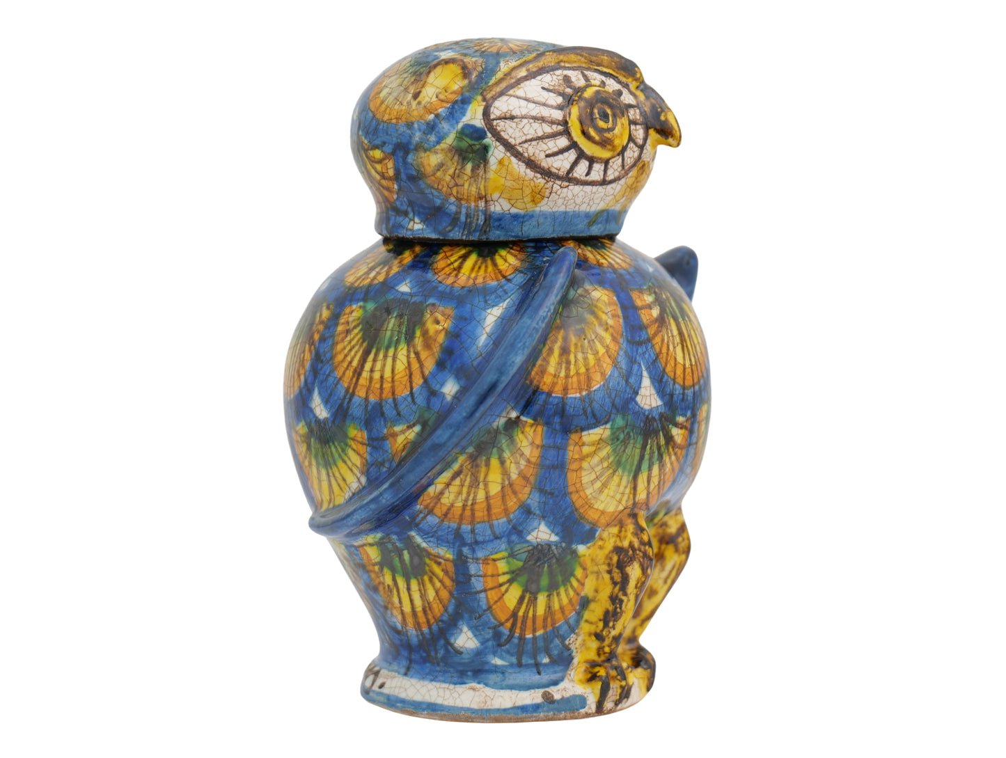 Civetta H13 decorazione penna pavone blu