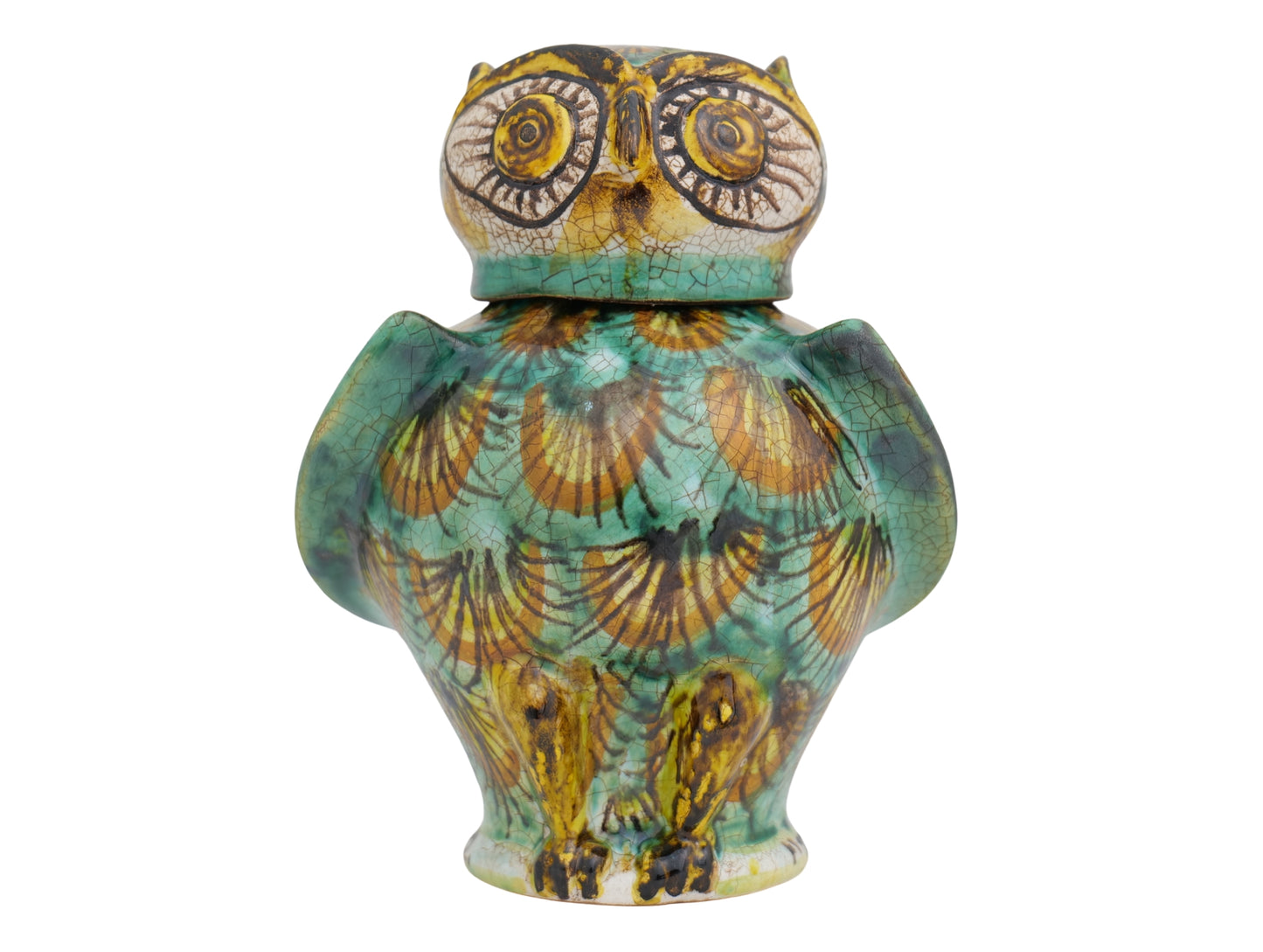 Owl H13 green peacock feather decoration
