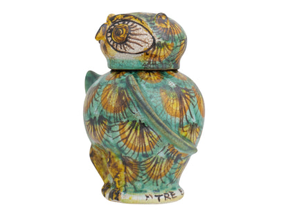 Owl H13 green peacock feather decoration