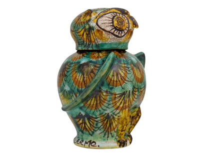 Owl H13 green peacock feather decoration