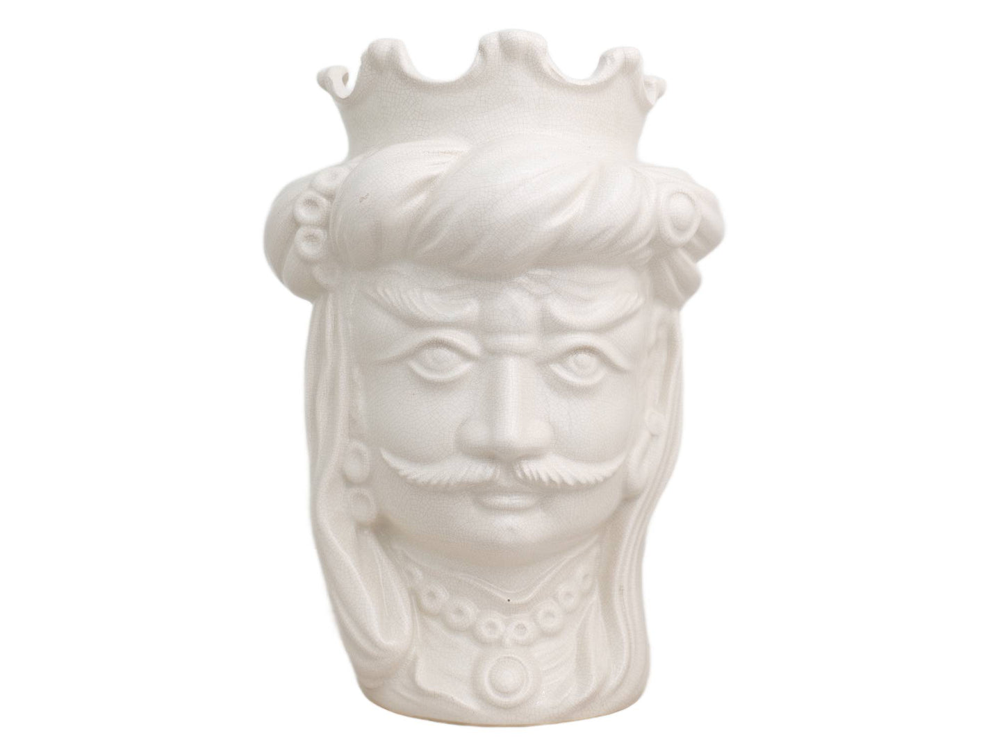 White shiny cracked Moor's head, 34 cm high