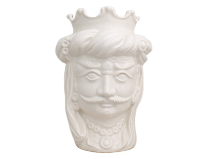 White shiny cracked Moor's head, 34 cm high