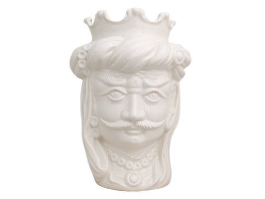 White shiny cracked Moor's head, 34 cm high