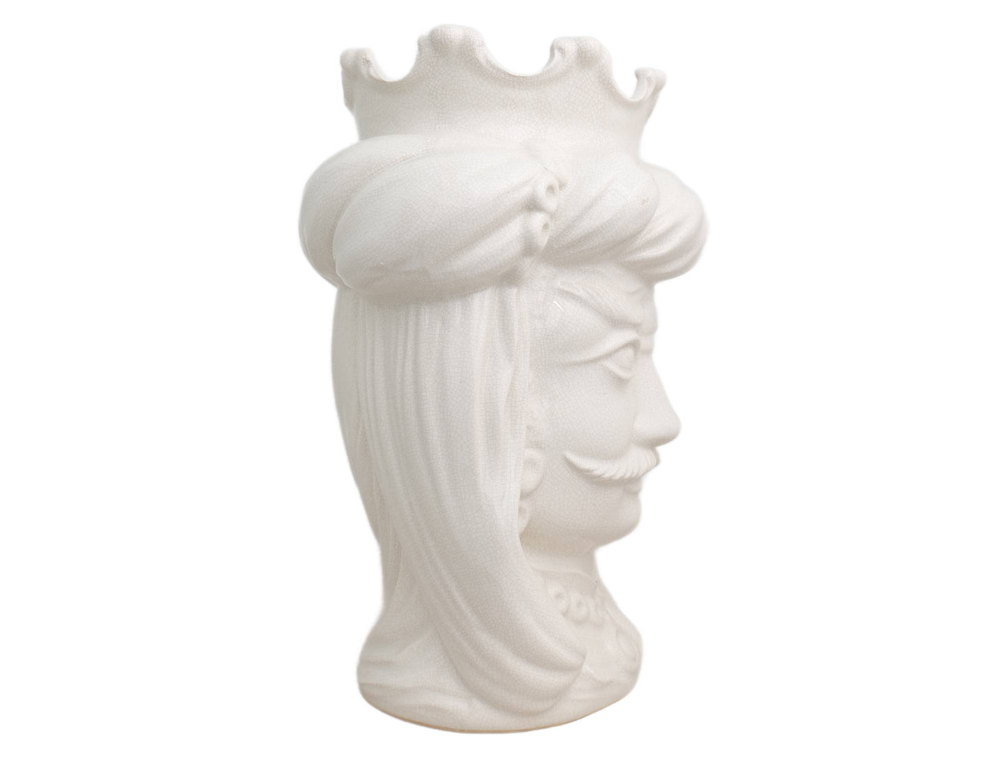 White shiny cracked Moor's head, 34 cm high