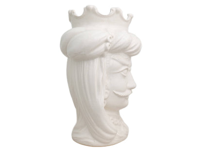 White shiny cracked Moor's head, 34 cm high