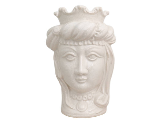 Glossy white cracked Moor's head, woman, height 34 cm 