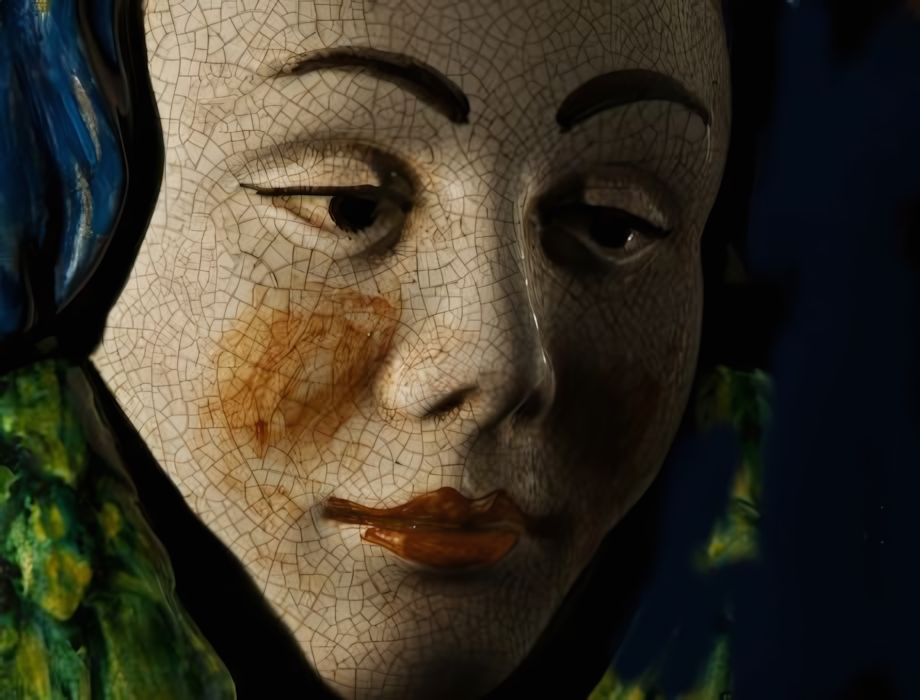 Polychrome wall head Woman H 40 cm