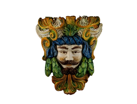 Testa da parete policroma Uomo H 40 cm