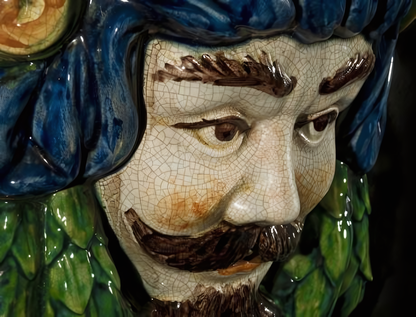 Polychrome wall head Man H 40 cm