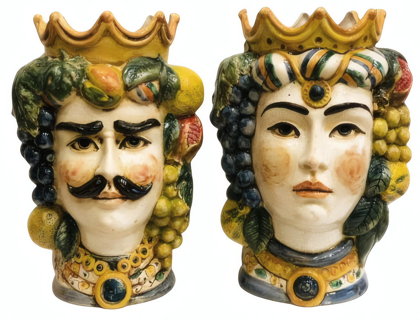 Pair of Moor's Heads with Fruit H 36 cm