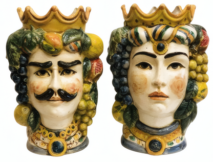 Pair of Moor's Heads with Fruit H 36 cm