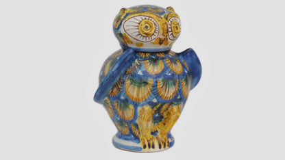 Civetta H18 decorazione penna pavone blu