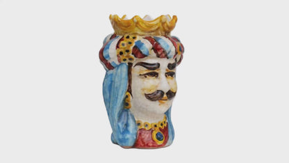 Pair of polychrome Moor's heads H 14 cm