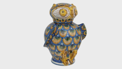 Owl H28 blue peacock feather decoration