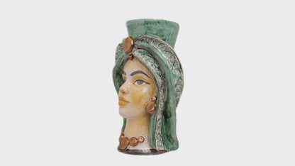 Pair of polychrome Moor's heads H 30 "bronze"