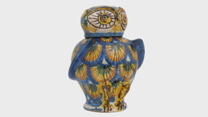 Civetta H13 decorazione penna pavone blu